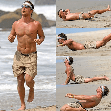 Shirtless Matthew McConaughey Exercising